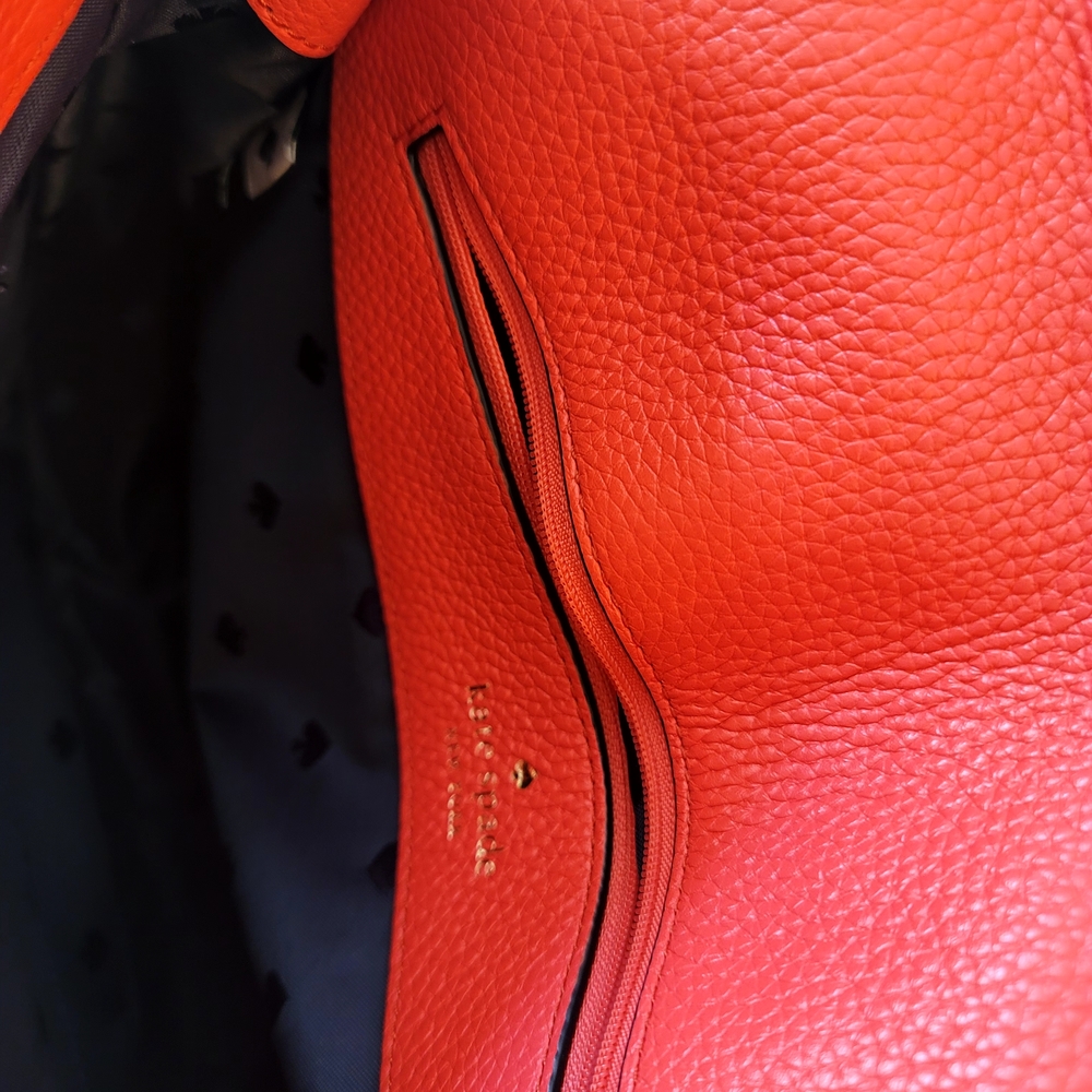 Kate Spade Navy Blue Pebbled Leather Purse Tropical Toss - Picture 7 of 9